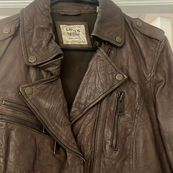 Genuine distressed brown leather Levi jacket - Picture 8 of 8